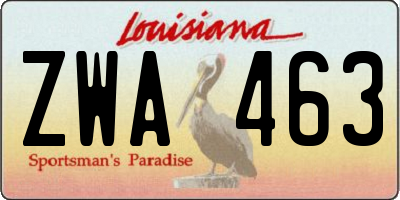 LA license plate ZWA463