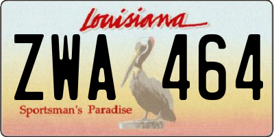 LA license plate ZWA464