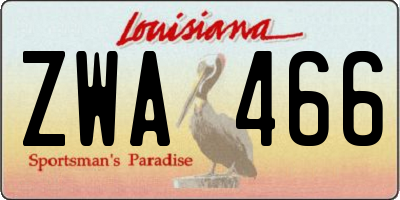 LA license plate ZWA466