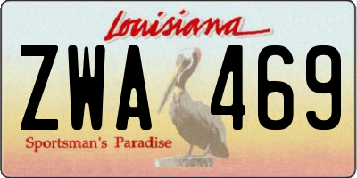 LA license plate ZWA469