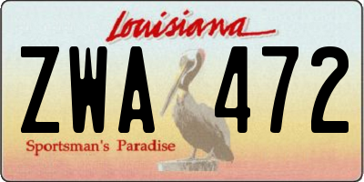 LA license plate ZWA472