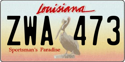 LA license plate ZWA473