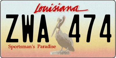 LA license plate ZWA474