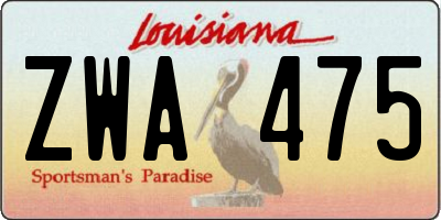 LA license plate ZWA475