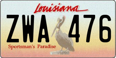 LA license plate ZWA476