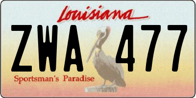 LA license plate ZWA477