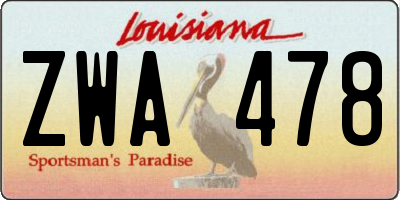 LA license plate ZWA478
