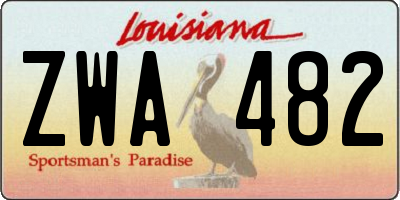 LA license plate ZWA482