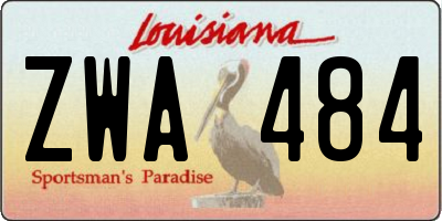 LA license plate ZWA484