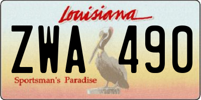 LA license plate ZWA490