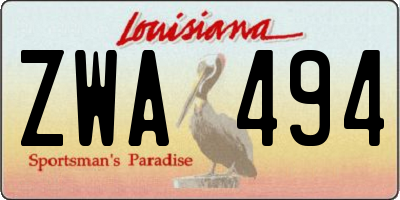 LA license plate ZWA494