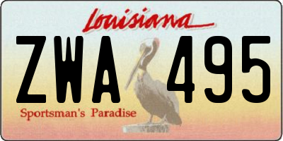 LA license plate ZWA495