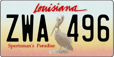 LA license plate ZWA496