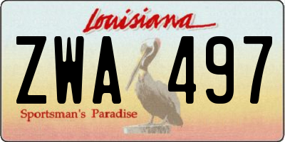 LA license plate ZWA497