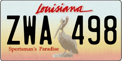 LA license plate ZWA498