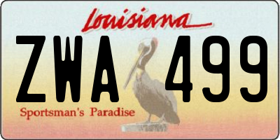 LA license plate ZWA499