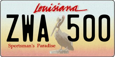 LA license plate ZWA500