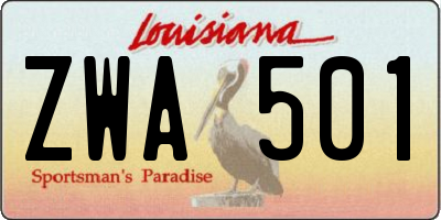 LA license plate ZWA501