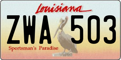 LA license plate ZWA503