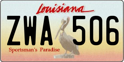 LA license plate ZWA506