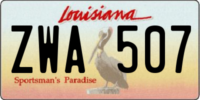 LA license plate ZWA507
