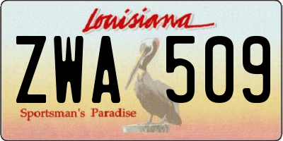 LA license plate ZWA509
