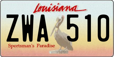 LA license plate ZWA510