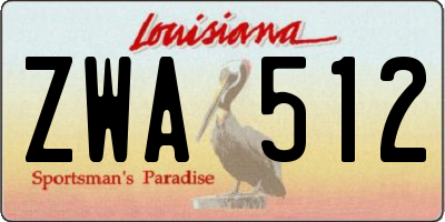 LA license plate ZWA512