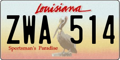 LA license plate ZWA514