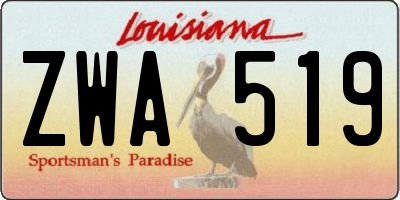 LA license plate ZWA519