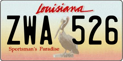 LA license plate ZWA526