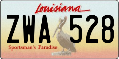 LA license plate ZWA528