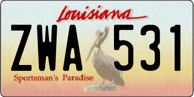 LA license plate ZWA531
