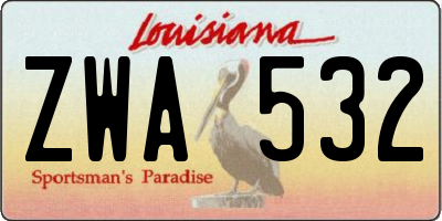 LA license plate ZWA532