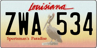 LA license plate ZWA534