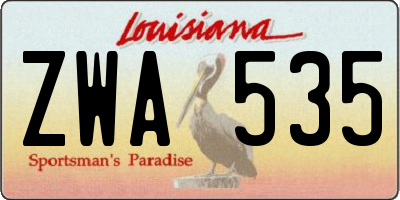LA license plate ZWA535