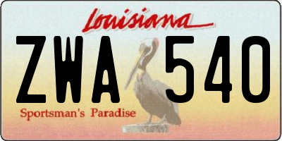 LA license plate ZWA540
