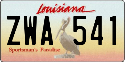 LA license plate ZWA541