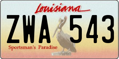 LA license plate ZWA543