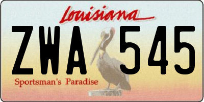 LA license plate ZWA545
