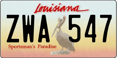 LA license plate ZWA547