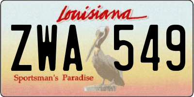 LA license plate ZWA549