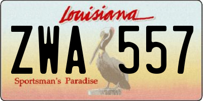 LA license plate ZWA557