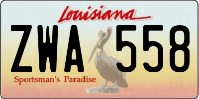 LA license plate ZWA558