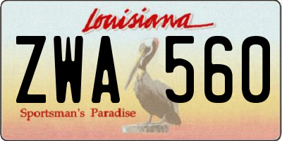 LA license plate ZWA560