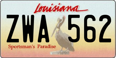 LA license plate ZWA562