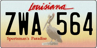 LA license plate ZWA564