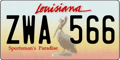 LA license plate ZWA566