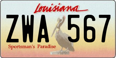 LA license plate ZWA567