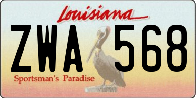 LA license plate ZWA568